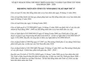 Nghị quyết 19/2009/NQ-HĐND Quy hoạch tổng thể phát triển giáo dục đào tạo Tây Ninh