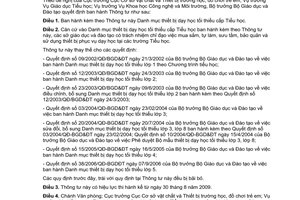 Thông tư 15/2009/TT-BGDĐT danh mục thiết bị dạy học tối thiểu cấp tiểu học