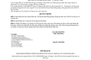 Quyết định 4631/QĐ-BGDĐT kế hoạch hành động phòng chống đại dịch cúm A H1N1 cơ sở giáo dục