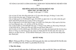Nghị quyết 04/2009/NQ-HĐND nâng cao chất lượng giáo dục mầm non Thành phố Hà Nội đến năm 2015