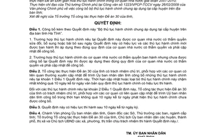 Quyết định 20/2009/QĐ-UBND công bố Bộ thủ tục hành chính chung