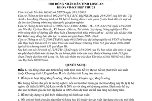 Nghị quyết 106/2009/NQ-HĐND định mức hỗ trợ dự án hỗ trợ phát triển sản xuất Chương trình 135 giai đoạn II