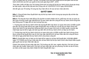 Quyết định 824/QĐ-UBND năm 2009 bộ thủ tục hành chính cấp xã tỉnh Hà Nam