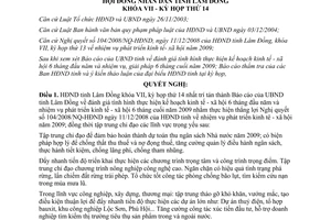 Nghị quyết 121/2009/NQ-HĐND nhiệm vụ phát triển kinh tế xã hội Lâm Đồng