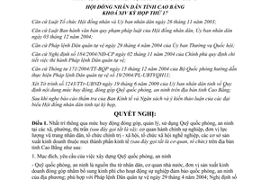 Nghị quyết 18/2009/NQ-HĐND đóng góp quản lý Quỹ quốc phòng an ninh Cao Bằng