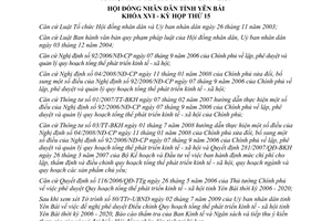 Nghị quyết 10/2009/NQ-HĐND điều chỉnh quy hoạch phát triển kinh tế xã hội Yên Bái 2006-2020