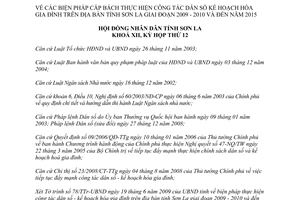 Nghị quyết 277/2009/NQ-HĐND công tác dân số kế hoạch hóa gia đình Sơn La