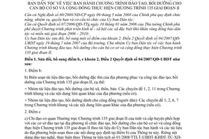 Thông tư 01/2009/TT-UBDT sửa đổi Quyết định 04/2007/QĐ-UBDT chương trình đào tạo bồi dưỡng cho cán bộ cơ sở cộng đồng chương trình 135 giai đoạn II