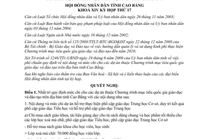 Nghị quyết 10/2009/NQ-HĐND chi Chương trình mục tiêu quốc gia giáo dục Cao Bằng