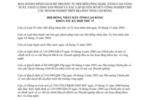 Nghị quyết 09/2009/NQ-HĐND hỗ trợ đầu tư đổi mới công nghệ cho doanh nghiệp Cao Bằng