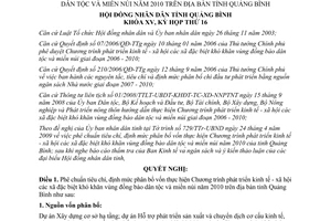 Nghị quyết 118/2009/NQ-HĐND phát triển kinh tế xã hội các xã đặc biệt khó khăn 2010 Quảng Bình