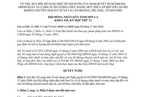 Nghị quyết 282/2009/NQ-HĐND phụ cấp cán bộ không chuyên trách cấp xã Sơn La