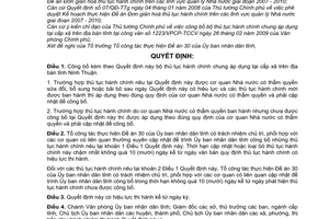 Quyết định 195/QĐ-UBND công bố bộ thủ tục hành chính chung