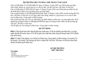 Quyết định 2547/QĐ-BVHTTDL phê duyệt nhiệm vụ khoa học công nghệ cấp bộ tuyển chọn, xét chọn thực hiện kế hoạch năm 2010