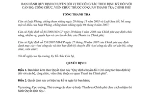 Quyết định 1681/2009/QĐ-TTCP quy định chuyển đổi vị trí công tác theo định kỳ