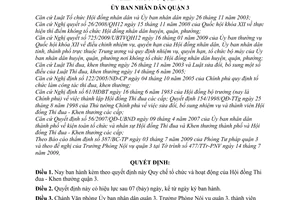 Quyết định 05/2009/QĐ-UBND quy chế tổ chức hoạt động Hội đồng Thi đua Khen thưởng quận 3