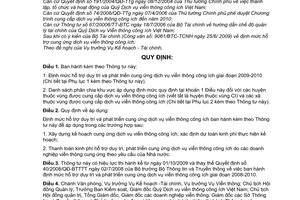 Thông tư 23/2009/TT-BTTTT định mức hỗ trợ duy trì phát triển cung ứng dịch vụ viễn thông công ích giai đoạn 2009-2010