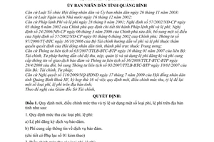 Quyết định 11/2009/QĐ-UBND quy định mới, điều chỉnh mức thu, tỷ lệ phí