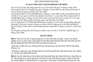Quyết định 54/2009/QĐ-UBND điều chỉnh chỉ tiêu chương trình mục tiêu quốc gia địa bàn thành phố Hồ Chí Minh năm 2009