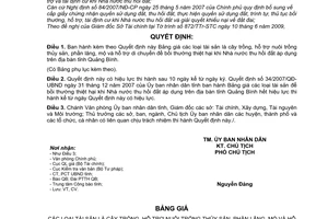 Quyết định 13/2009/QĐ-UBND bảng giá tài sản hỗ trợ nuôi trồng thủy sản, phần lăng mộ hỗ trợ di chuyển bồi thường thiệt khi nhà  nước thu hồi đất