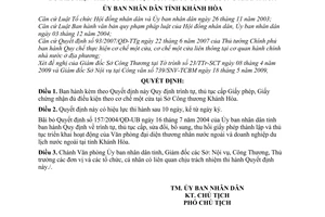 Quyết định 62/2009/QĐ-UBND  trình tự, thủ tục cấp Giấy phép, chứng nhận đủ điều kiện theo cơ chế một cửa tại Sở Công thương