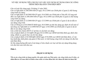 Hướng dẫn 399/HD-SXD áp dụng tiêu chuẩn vật liệu xây dựng sử dụng