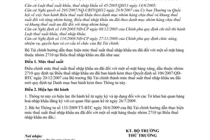 Thông tư 148/2009/TT-BTC mức thuế suất nhập khẩu ưu đãi mặt hàng nhóm 2710 tại biểu thuế nhập khẩu ưu đãi