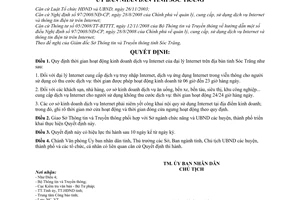Quyết định 24/2009/QĐ-UBND thời gian hoạt động kinh doanh dịch vụ Internet