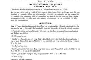 Nghị quyết 03/2009/NQ-HĐND hỗ trợ cán bộ công viên chức đi học thu hút cán bộ sinh viên Kon Tum