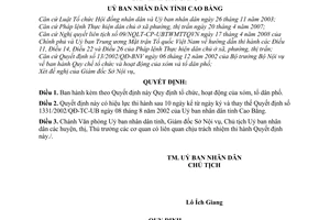 Quyết định 1555/2009/QĐ-UBND tổ chức, hoạt động xóm, tổ dân phố trên địa bàn tỉnh Cao Bằng