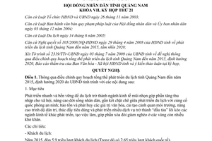 Nghị quyết 145/2009/NQ-HĐND quy hoạch phát triển du lịch Quảng Nam đến 2015