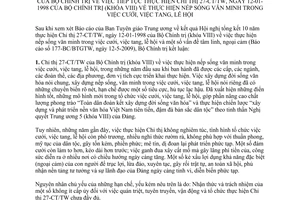 Kết luận 51-KL/TW tiếp tục thực hiện Chỉ thị 27-CT/TW nếp sống văn minh