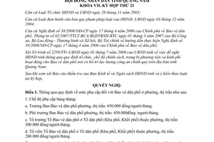 Nghị quyết 137/2009/NQ-HĐND mức phụ cấp cho Bảo vệ dân phố tỉnh Quảng Nam