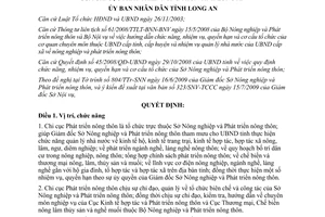 Quyết định 30/2009/QĐ-UBND chức năng nhiệm vụ Chi cục Phát triển nông thôn Long An