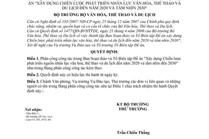 Quyết định 2580/QĐ-BVHTTDL phân công Ban soạn thảo Tổ Biên tập Đề án Xây dựng Chiến lược phát triển nguồn nhân lực VH-TT-DL đến 2020 tầm nhìn 2030