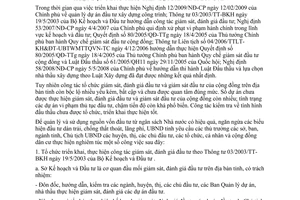 Chỉ thị 07/2009/CT-UBND  tăng cường công tác kiểm tra, giám sát, đánh giá đầu tư  hoạt động đấu thầu