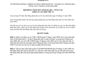 Nghị quyết 01/2009/NQ-HĐND nhiệm vụ phát triển kinh tế xã hội Bà Rịa Vũng Tàu