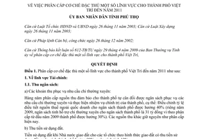 Quyết định 2015/2009/QĐ-UBND phân cấp cơ chế đặc thù một số lĩnh vực Việt Trì