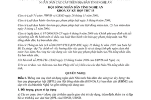 Nghị quyết 276/2009/NQ-HĐND sử dụng NSNN đảm bảo xây dựng văn bản Nghệ An