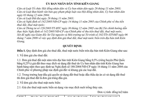 Quyết định 17/2009/QĐ-UBND quy định đơn giá  thuê đất thuê mặt nước biển địa bàn tỉnh Kiên Giang