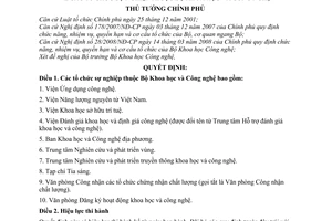 Quyết định 1101/QĐ-TTg tổ chức sự nghiệp thuộc Bộ Khoa học Công nghệ