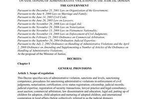 Decree no. 60/2009/ND-CP of July 23, 2009, on sanctioning of administrative violations in the judicial domain