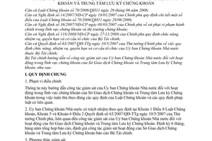 Thông tư 151/2009/TT-BTC công tác giám sát Ủy ban Chứng khoán Nhà nước lĩnh vực chứng khoán Sở Giao dịch Trung tâm Lưu ký Chứng khoán
