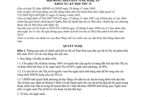 Nghị quyết 279/2009/NQ-HĐND chính sách hỗ trợ thị xã Thái Hoà