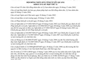 Nghị quyết 11/2009/NQ-HĐND quản lý phí bảo vệ môi trường chất thải rắn Tuyên Quang