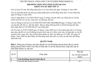 Quyết định 17/2009/NQ-HĐND số lượng phụ cấp cán bộ không chuyên trách Tuyên Quang