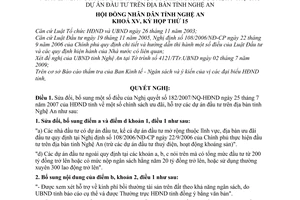 Nghị quyết 262/2009/NQ-HĐND sửa đổi Nghị quyết 182/2007/NQ-HĐND chính sách ưu đãi, hỗ trợ các dự án đầu tư