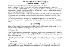 Nghị quyết 266/2009/NQ-HĐND ban hành đối tượng mức thu, chế độ thu nộp phí trông giữ xe đạp, xe máy và ô tô trên địa bàn tỉnh Nghệ An