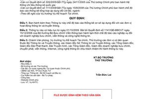 Thông tư 24/2009/TT-BTTTT chế độ báo cáo thống kê đơn vị hoạt động thông tin truyền thông