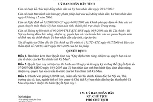 Quyết định 17/2009/QĐ-UBND chức năng nhiệm vụ quyền hạn Sở Tài chính Cà Mau